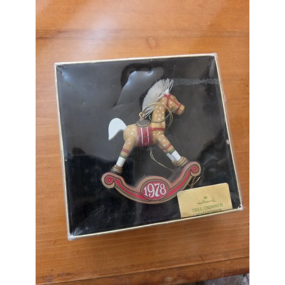Vintage 1978 Hallmark Ornaments Wood Rocking Horse Tree Trimmer Collection